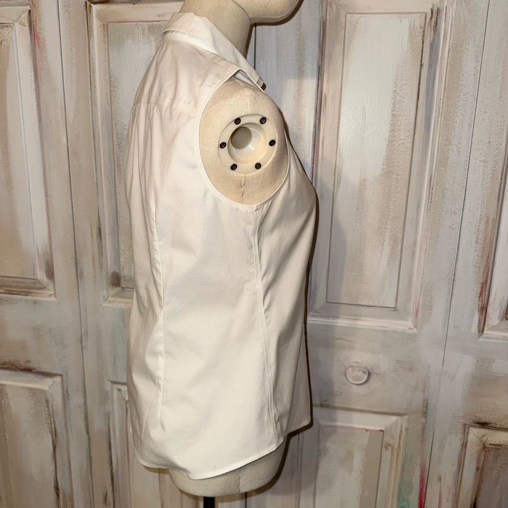 Talbots Classic White Button-Down Sleeveless Shirt - image 5